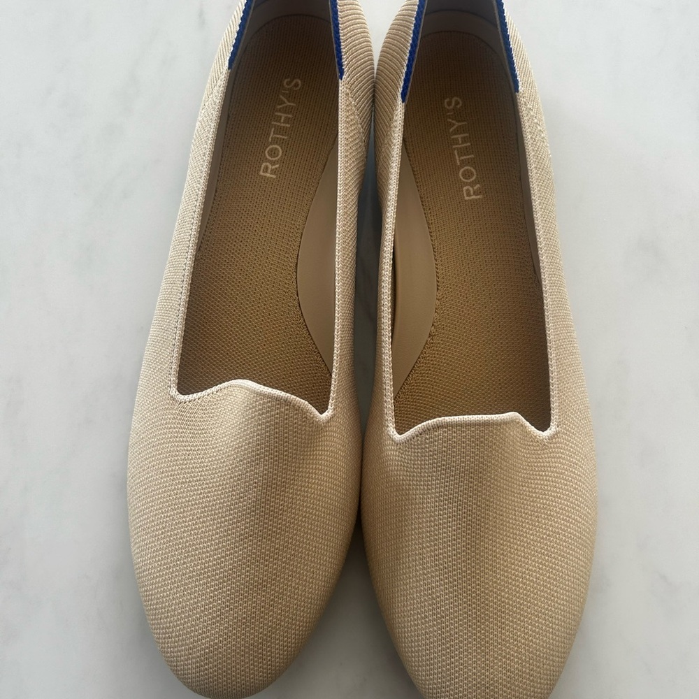 Rothy's Lounger Loafer Cream Knit Slip-On Flats